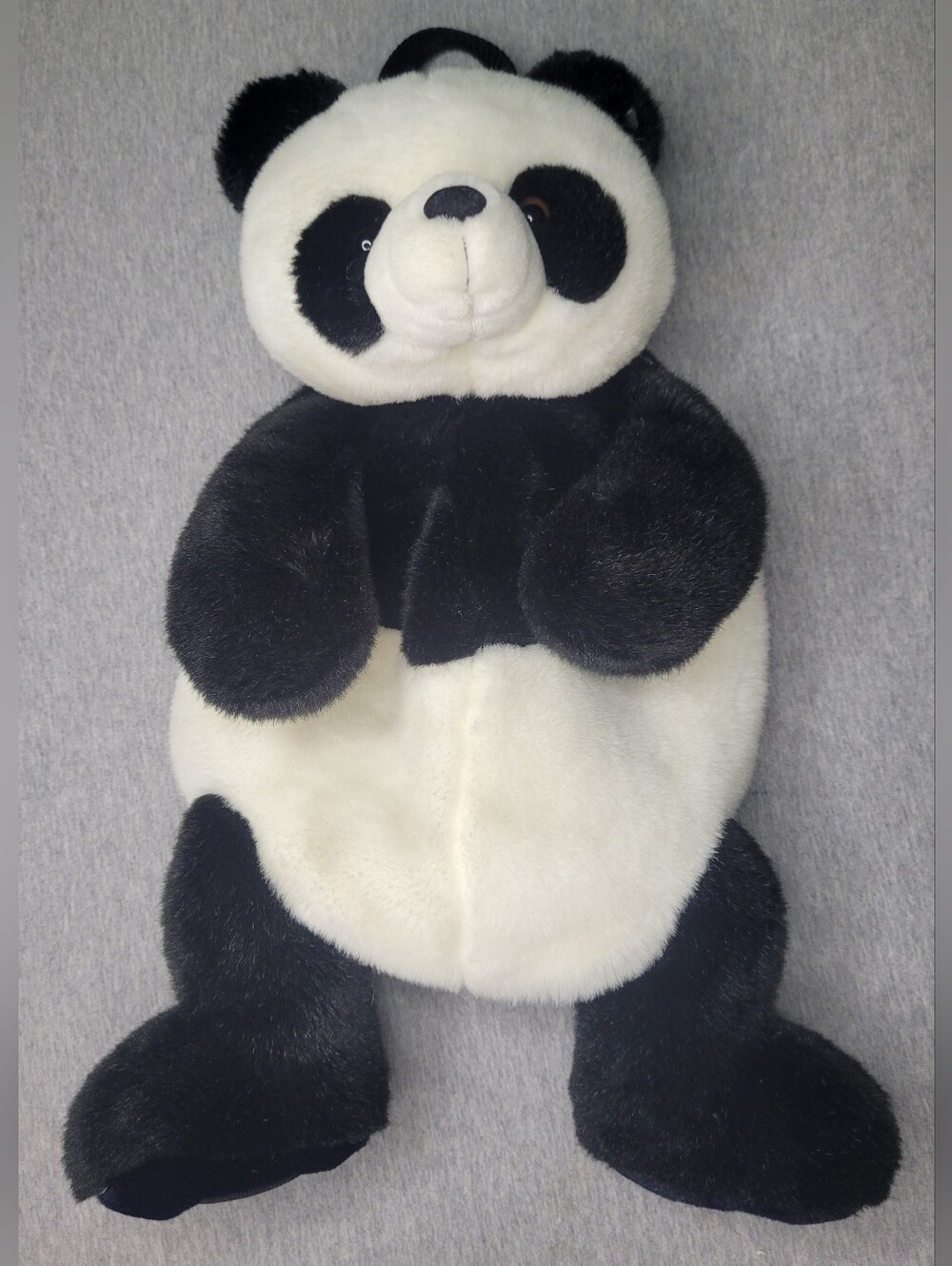 Vintage Cuddly Panda Plush Stuffed Animal Toy Black White Comfort Buddy Backpack